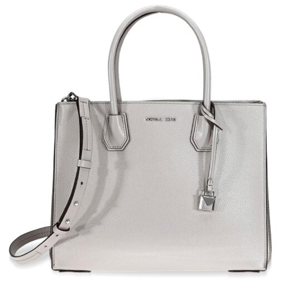 Michael Kors Mercer Pearl Grey Crossbody Satchel